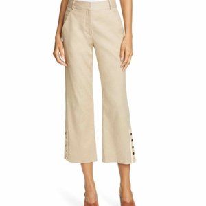 VERONICA BEARD Khaki Linen Martin Cropped Pant - Size 2